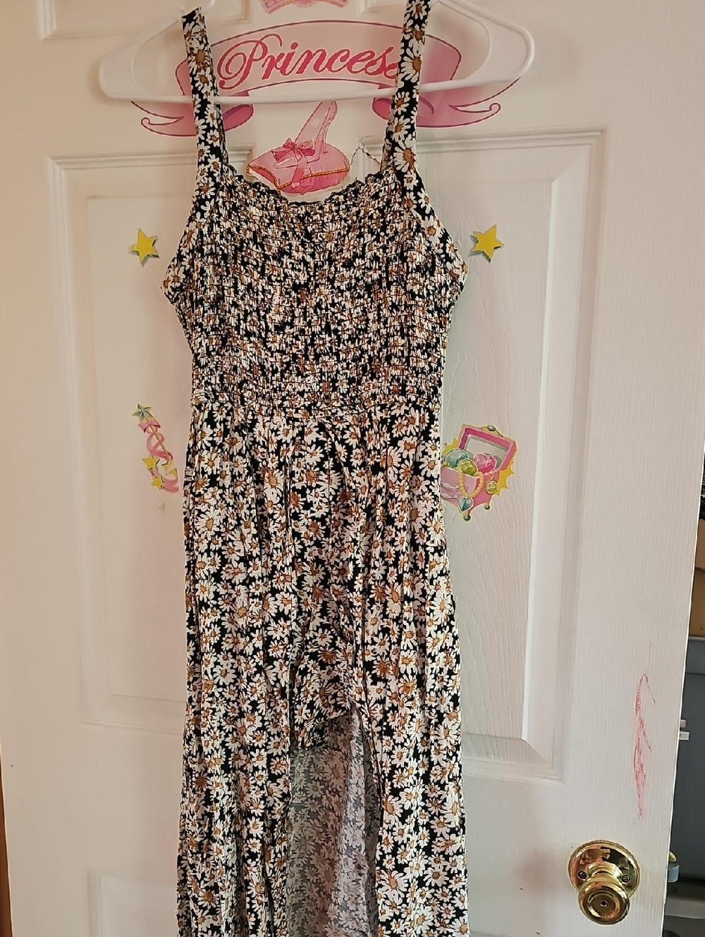 art class Black Daisy Print Girls' Casual Dress